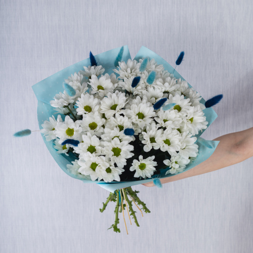 Букет из кустовых хризантем с лагурусом 35810