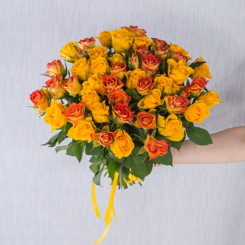 Букет из 51 Розы Кения Оранжевый микс N 7312-О