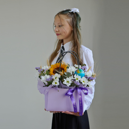 Сумка школьная с подсолнухом и статицей N 84607