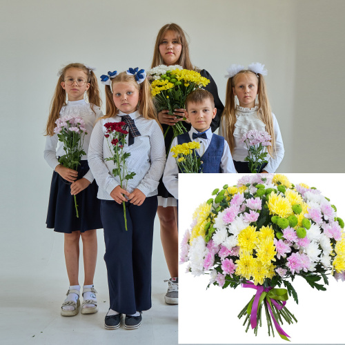 Букет от класса Хризантема кустовая МИКС ПОШТУЧНО N 19