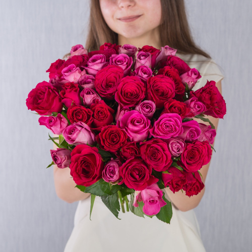 Букет из 51 Розы Кения 35 см Розовый микс N 7312-Р