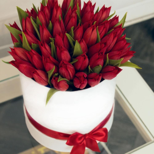 Коробка с тюльпанами 51 шт. (красный) 46171