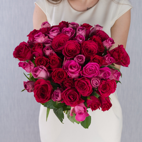 Букет из 51 Розы Кения 35 см Розовый микс N 7312-Р