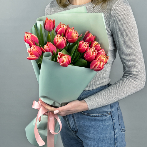 Букет из 15 пионовидных тюльпанов Колумбус 46326