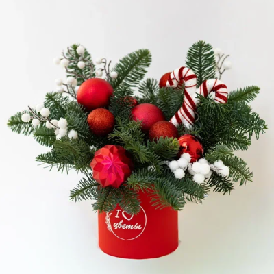 Композиция корробка из нобилиса с фигуркой карамелькой N90868