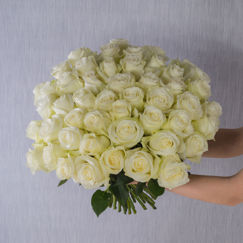 Букет из 51 белой Розы 40 см 7308-Бел