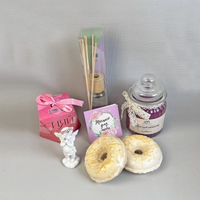 Подарочный набор "Вместо тысячи слов" бомбочки для ванны, ангел, аромасвечи, аромадиффузер 69428