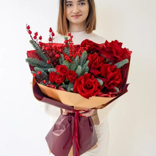 Букет "Французский поцелуй" из красных роз N91396