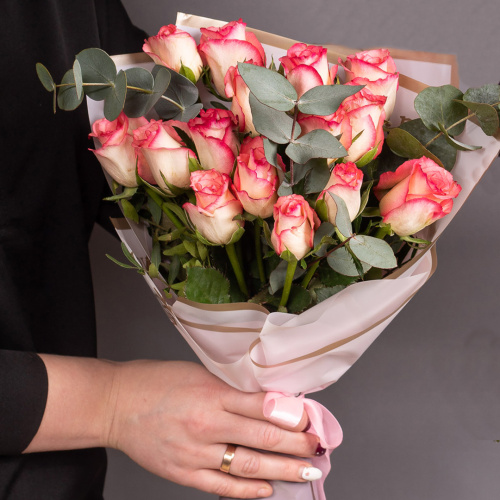 Букет из Кенийских розовых роз 15 шт. N 28447-Р