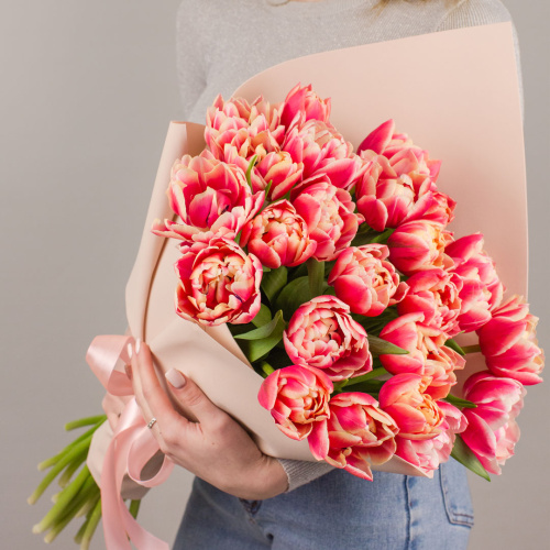 Букет из 25 пионовидных тюльпанов колумбус 46327