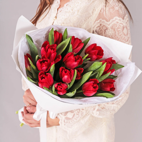 Букет из 15 красных тюльпанов 28405