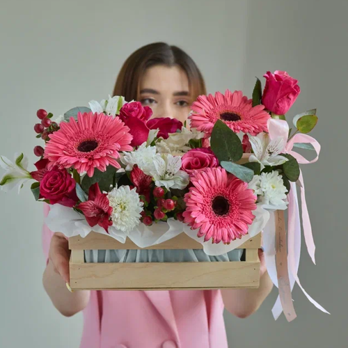 Ящик с герберами N 84611