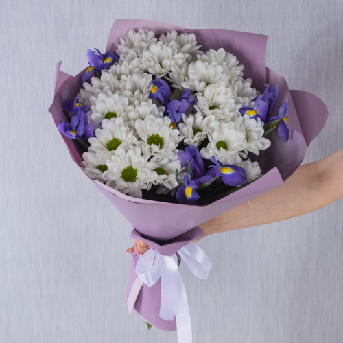 Букет из хризантемы-ромашки и ирисов N 36203