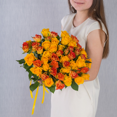 Букет из 51 Розы Кения Оранжевый микс 7312-Ор Букет из 51 Розы Кения Оранжевый микс 7312-Ор