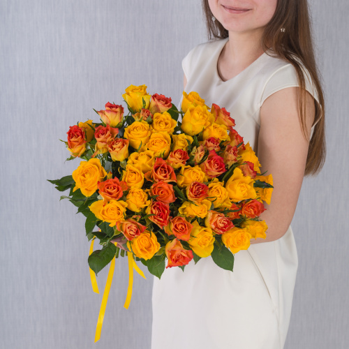 Букет из 51 Розы Кения Оранжевый микс N 7312-О