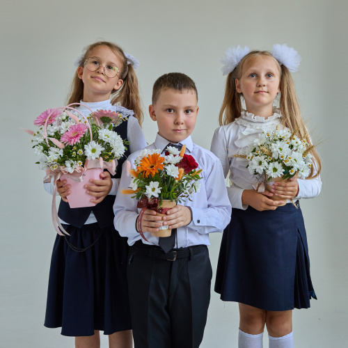 Стаканчик с хризантемой и танацетумом N 84321