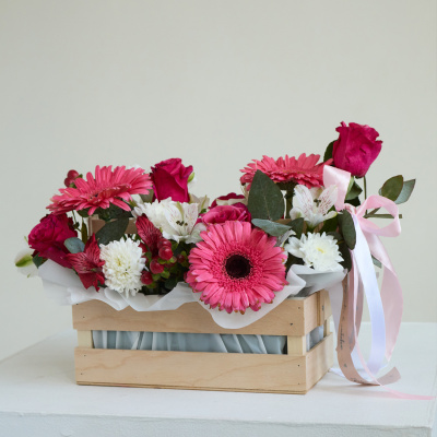 Ящик с герберами школьный N 84611