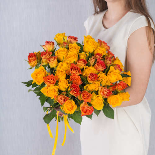 Букет из 51 Розы Кения Оранжевый микс N 7312-О