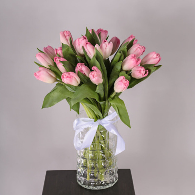 Букет из 25 розовых тюльпанов (без упаковки) 7338 Букет из 25 розовых тюльпанов (без упаковки) 7338